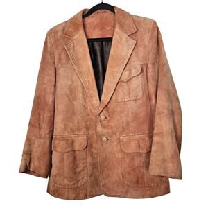 Vintage 70s Ode Lamb Suede Leather 38 Brown Blazer Jacket Boho Western Casual